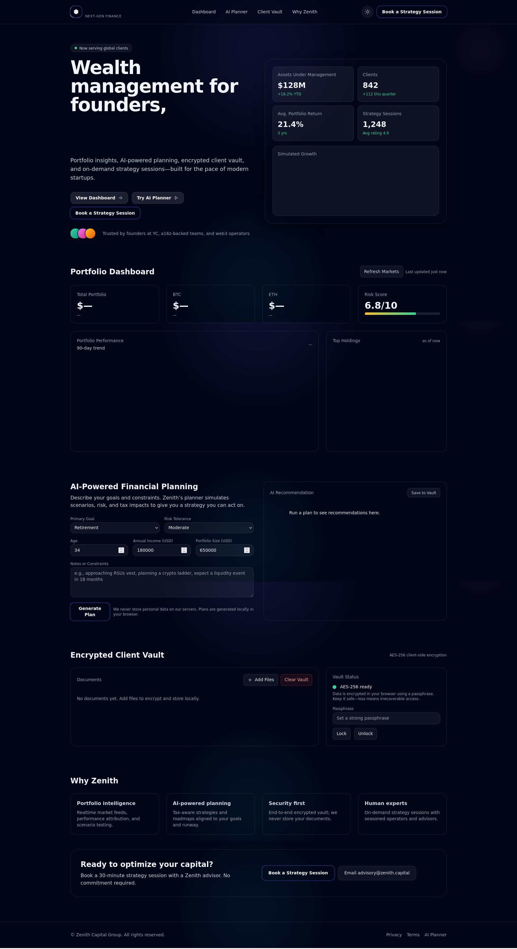 Zenith Capital Group Homepage